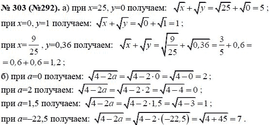 Ответ к задаче № 303 (292) - Макарычев Ю.Н., Миндюк Н.Г., Нешков К.И., гдз по алгебре 8 класс
